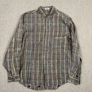 Cedrics Shirt Mens Medium 100% Linen Button Up Made In Italy Dress Casual Knit